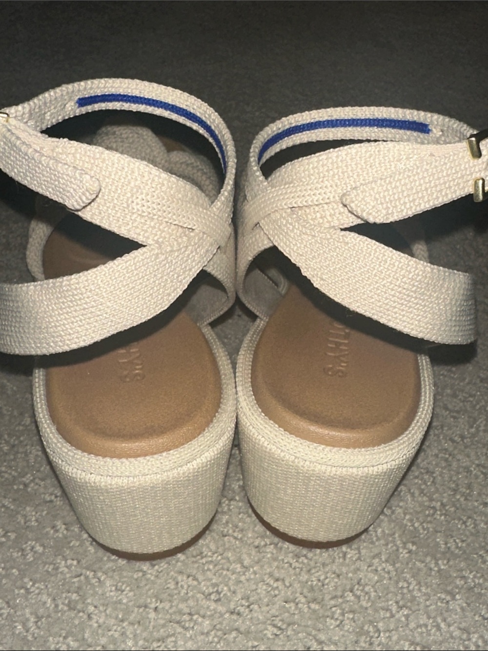 Like New! Rothy's Cream Knotted Ankle-Strap Block Heel - Picture 5 of 6